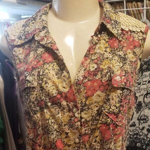 American Rag Flower and Lace Cropped Top